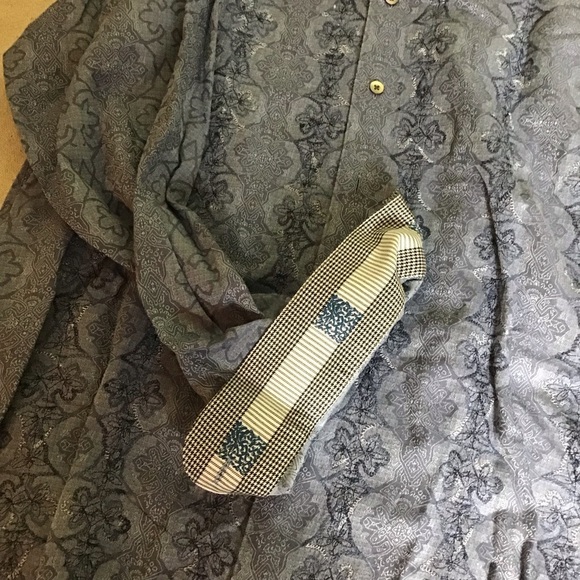 Robert Graham Men’s Button Down Blue floral Print Flip Cuff  Shirt Sz. 2XL EUC - Picture 9 of 13